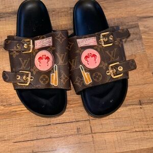 Brown Monogram Sandals